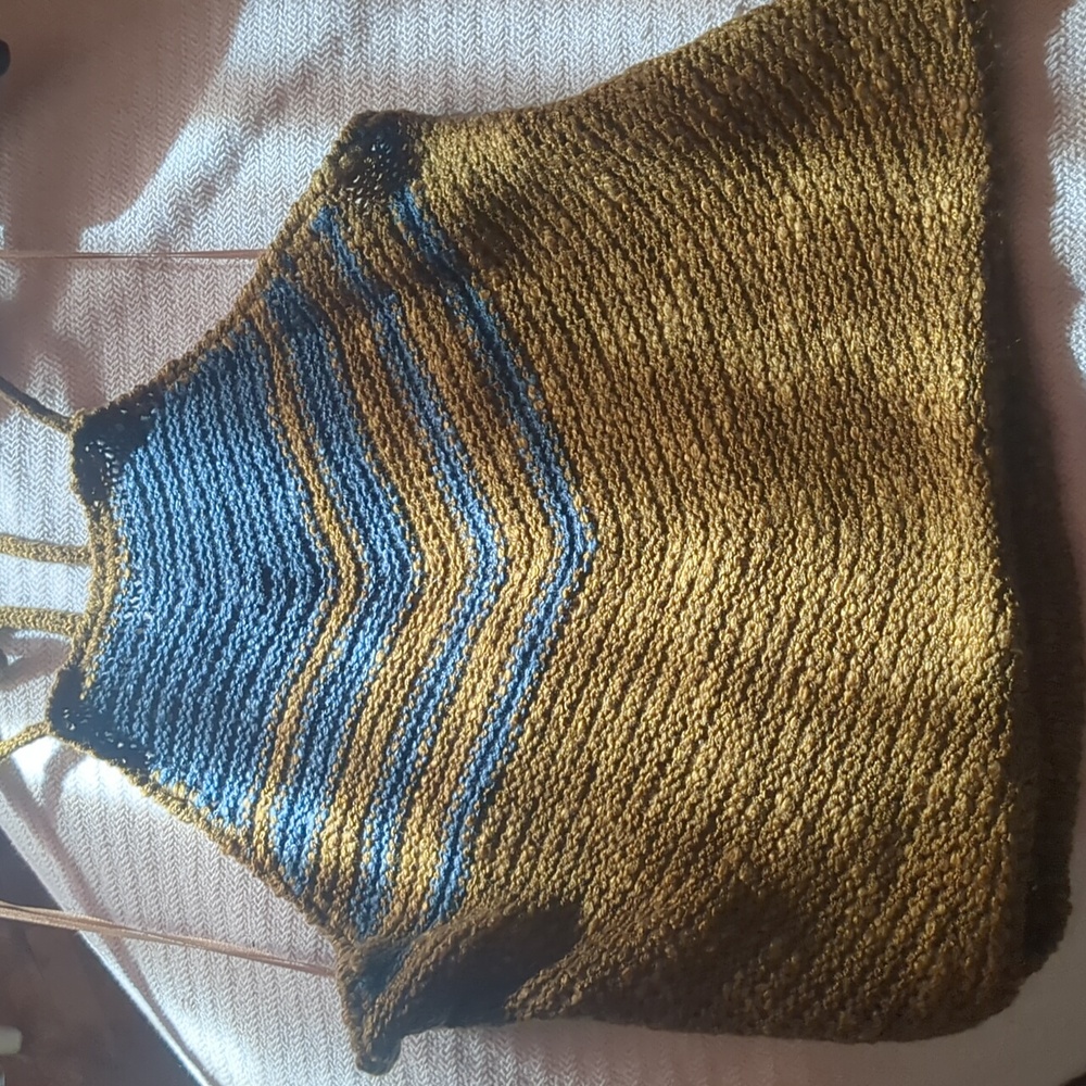 🤎Crochet Brown/Navy Halter Top